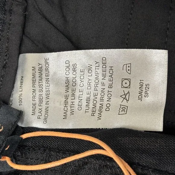 NWT Quince Women 100% Linen Wide Leg Pants Size Large Black D039 -2 - Picture 13 of 16